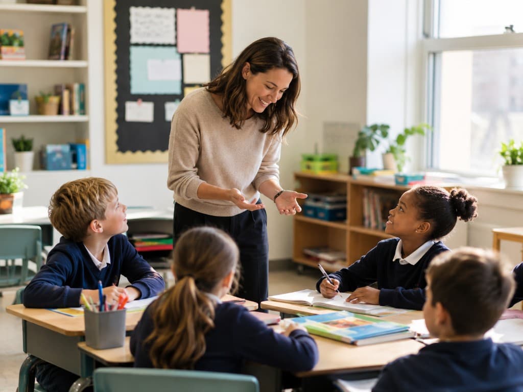 Teacher in a classroom — calm, capable and real